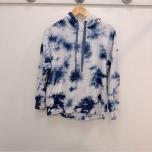 HOODED blue and white tie dye sweatshirt hoodie